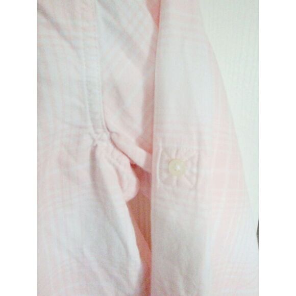 Lauren Ralph Lauren M Pink White Rolltab Long Sleeve Button Up Shirt - Picture 7 of 7